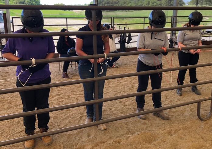 Students learning knot tying